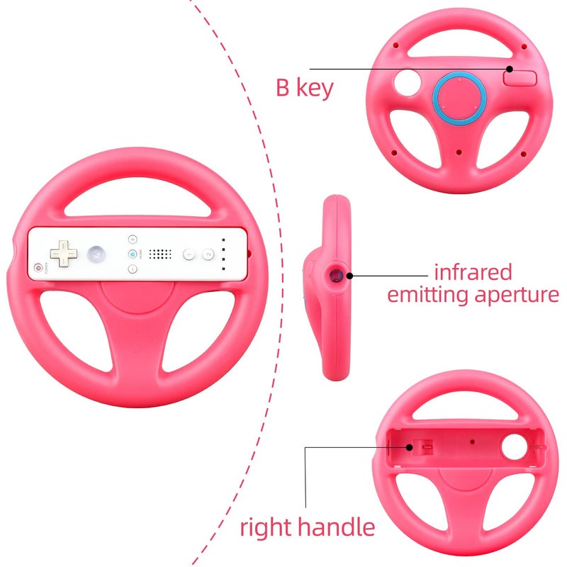 OSTENT Kart Racing Games Steering Wheel for Nintendo Wii Remote Controller Super Mario Game Color Pink - Image 2